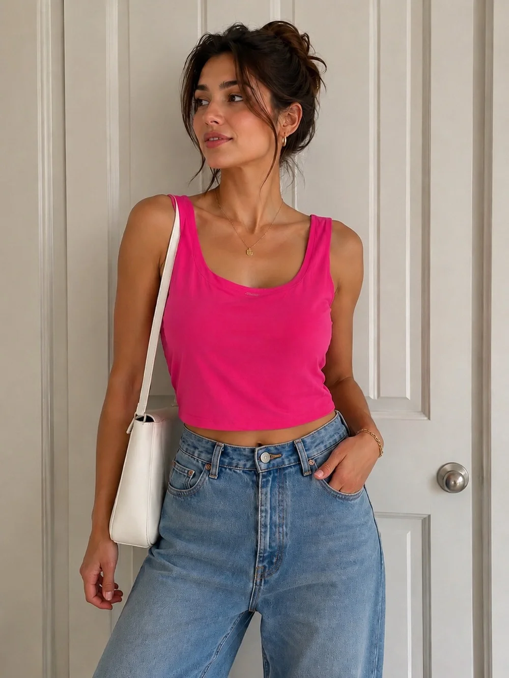 Set of 2 Scoop Neck Tank Top(blk/pink) - Picture 1 of 6